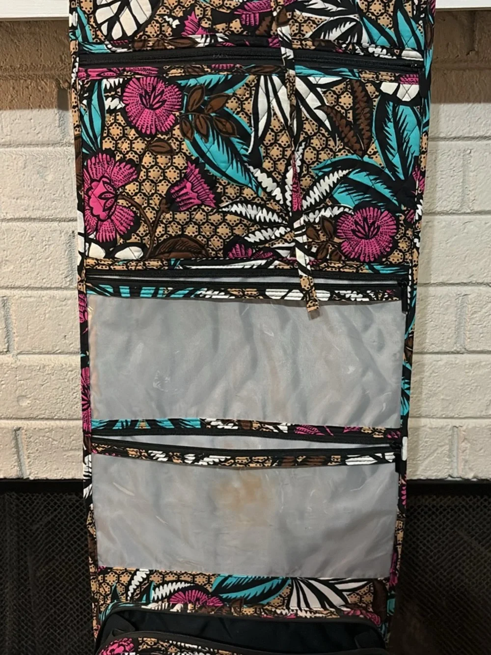 Vera Bradley Floral Hanging Organizer in Teal, Pink, Brown